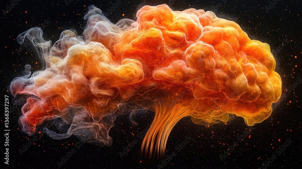 Poster colorful artistic representation of an explosive cloud forming in abstract background with vibrant c