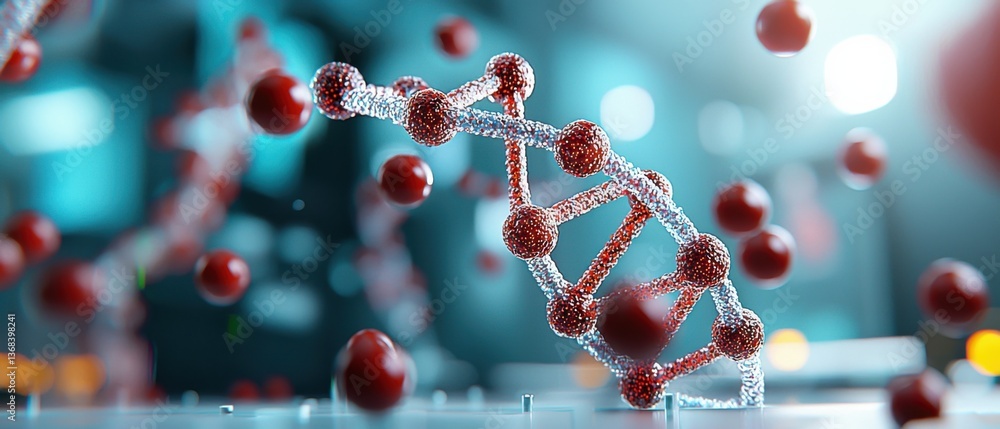 Poster captivating digital rendering depicting the intricate and vibrant structure of dna molecules, showca