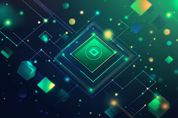 An abstract illustration of a green data icon surrounded by abstract geometric shapes, symbolizing the complexity and interconnectedness of data systems