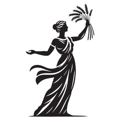 Celestial Demeter silhouette, the goddess of wheat and grain - Demeter illustration - Demeter vector - Greek goddess silhouette

