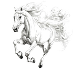 Obraz premium Beautiful line art illustration of a white horse on a plain background