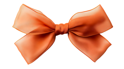 Luxurious Bow Tie in Festive Orange, Ribbon Texture, Decoration, cut out transparent