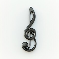 Obraz premium Shiny black treble clef, isolated on white background. Musical symbol, elegant, modern design