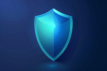Fototapeta premium Modern Transparent Shield Icon with Blue Background for Security