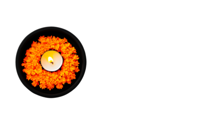 Candlelight and Orange Blooms in Bowl, cut out transparent