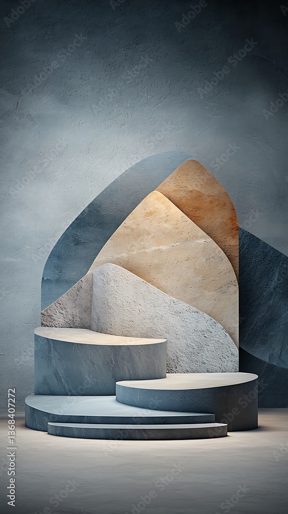 Aufkleber abstract geometric platforms soft focus art
