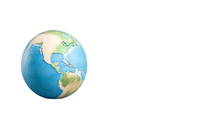 Fototapeta premium Globe showing North and South America continents, cut out transparent