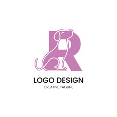 minimalist logo design with a combination of the letter r and a dog