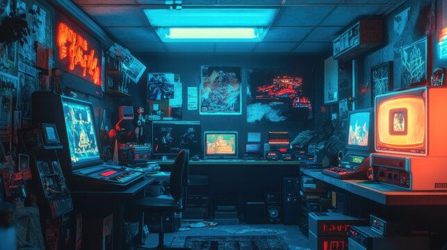 Retro gaming glitch effects add a nostalgic digital aesthetic