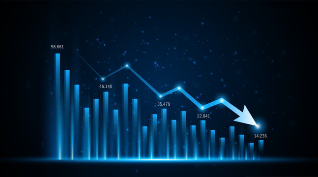 Downward trend of business graph or investment concept with decreasing profits. company downward arrow	