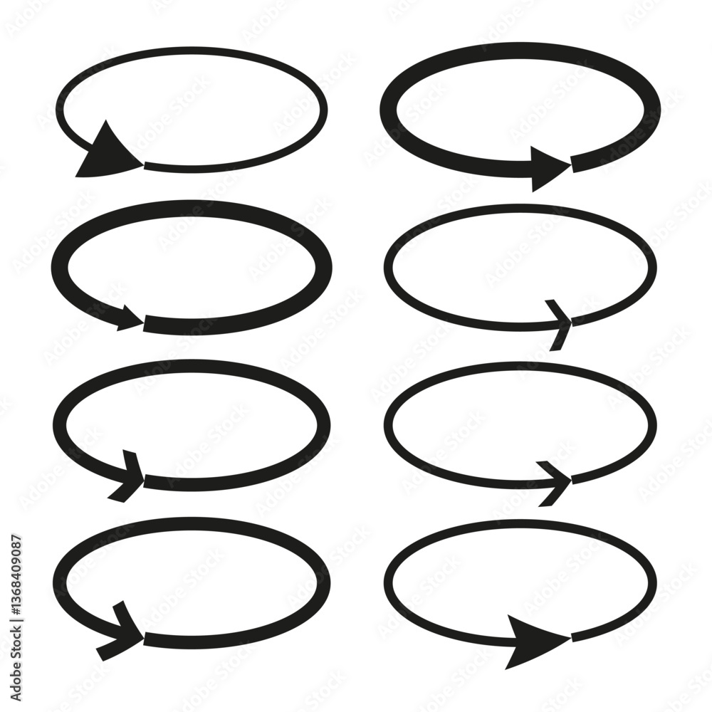Poster circular arrow icon. rotating cycle symbol. looping motion shape. dynamic curved design.