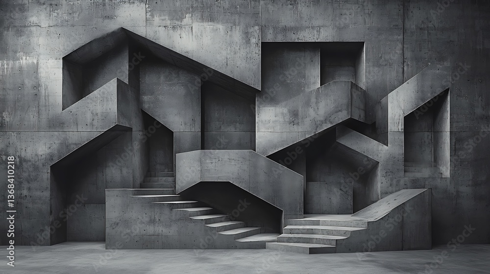 Poster Abstract gray architectural forms