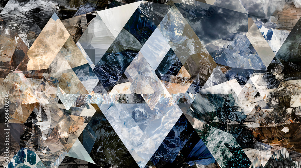 Poster diverse collection of geometric shapes creating an intriguing abstract artwork with layers of organi