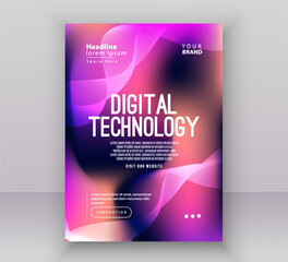 Poster brochure cover banner presentation layout template, Technology digital futuristic internet network connection green blue background, Abstract cyber future tech communication big data science