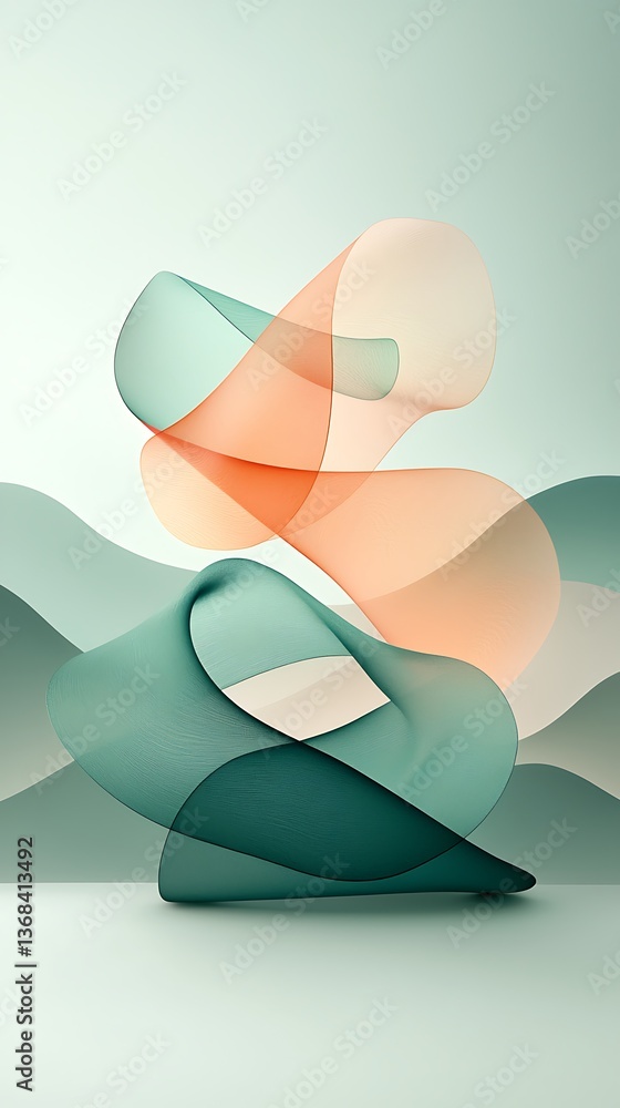 Poster abstract layered shapes pastel color palette