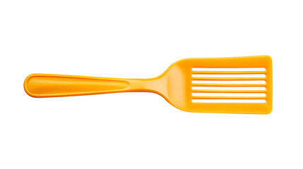 Orange slotted spatula for cooking, kitchen utensils, cut out transparent