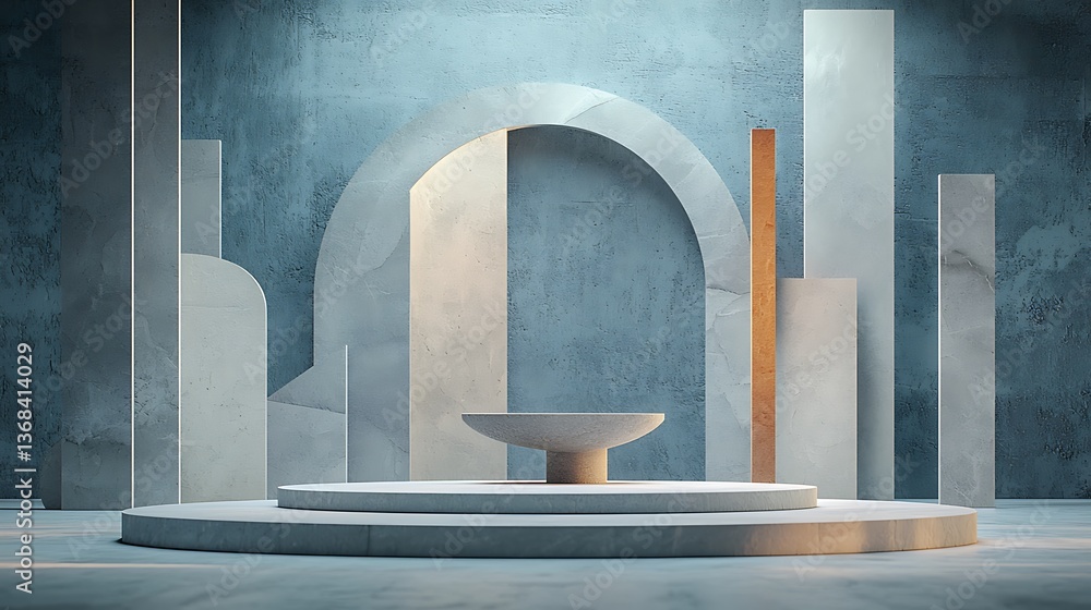 Aufkleber Abstract minimalist architectural forms 3 d render