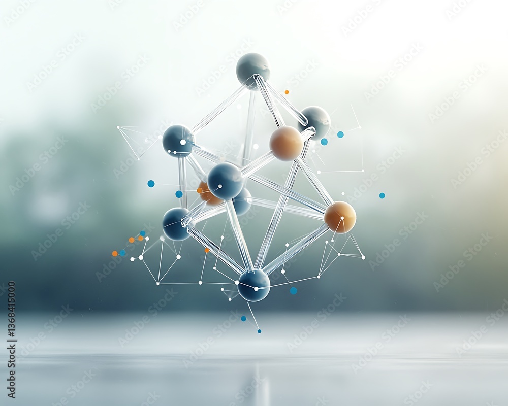 Aufkleber Abstract molecule model 3 d rendering