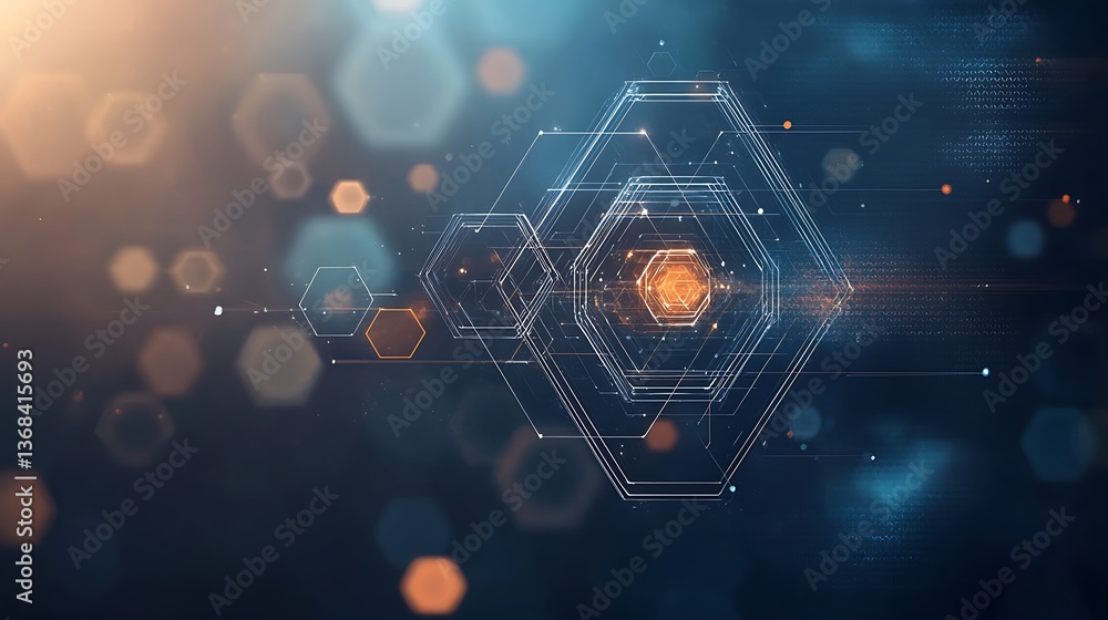 Aufkleber Abstract network connections glowing nodes