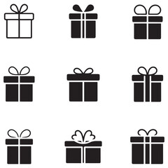 Present gift box icon. Vector isolated elements. Christmas gift icon illustration vector symbol. Surprise present linear design. Stock Silhouette Vector Black. with white background