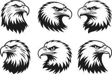 Set of Bald Eagle Silhouette Vectors – Patriotic American Symbols for Memorial Day