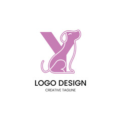 minimalist logo design with a combination of the letter y and a dog