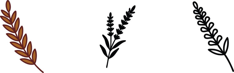 Floral Branch Silhouettes Brown, Black, and Outline Styles