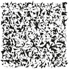 Abstract shattered shapes. Irregular black pattern. Geometric vector design. Monochrome art graphic.