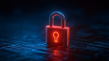 Digital padlock symbolizing cybersecurity and data protection