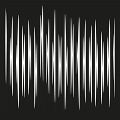 Sound wave icon. Audio waveform shape. Abstract frequency pattern. Black white contrast.