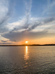 Striking Orange Sunset over the Water on Hilton Head Island, South Carolina