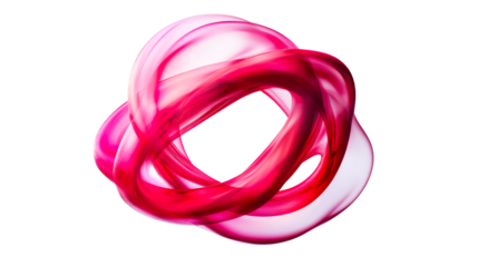 Red abstract twisted ribbon shape pattern graphic art , cut out transparent