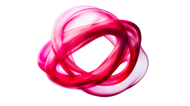 Red abstract twisted ribbon shape pattern graphic art , cut out transparent
