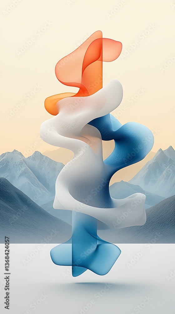 Aufkleber abstract swirling forms digital art
