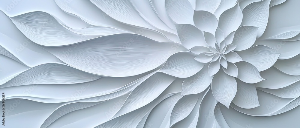 Aufkleber a beautiful abstract design featuring layered petals in soft white tones, creating a sense of depth 