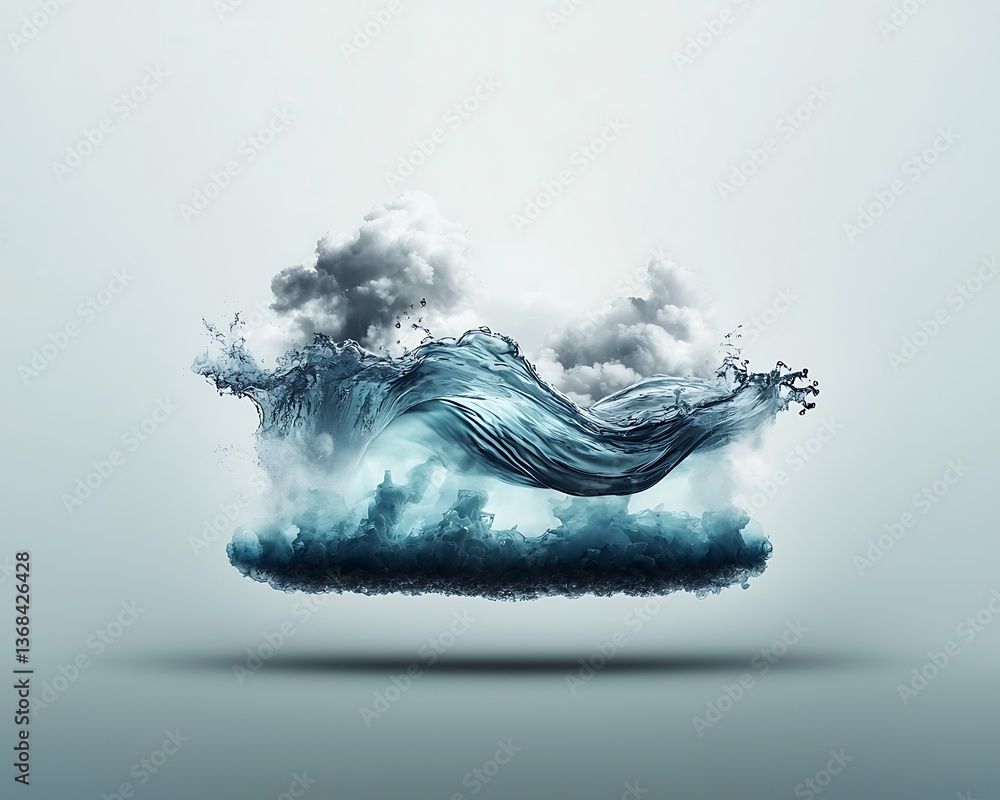 Poster abstract whale surreal misty landscape