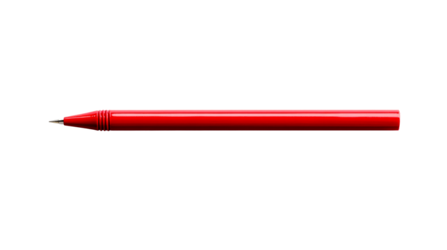 Red pen on black background, office supply, writing tool, cut out transparent