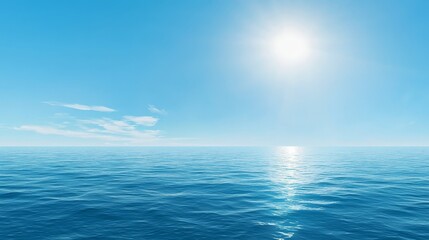 Obraz premium Vibrant blue sky meets endless ocean, breathtaking seascape panorama vast