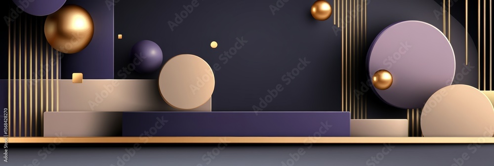 Aufkleber creative geometric shapes and patterns in modern design featuring spheres, rectangles, and lines on 