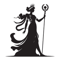 Mythical Hera silhouette, a symbol of divine power - Hera illustration - Hera vector - Greek goddess silhouette

