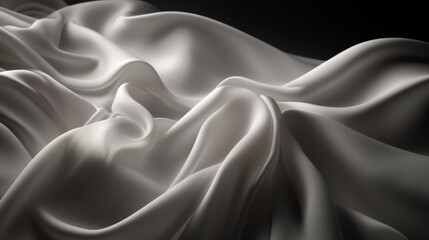 Obraz premium Elegant flow of white silk fabric in soft waves.