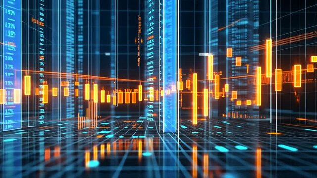 High Tech Stock Trading Environment Showcasing Data Visualizations Generative AI