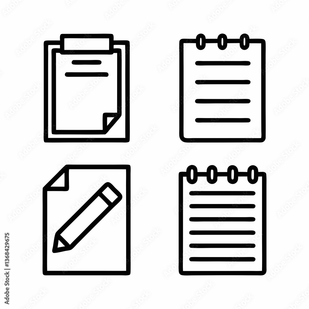 Poster paper and notepad icons vector collection.
