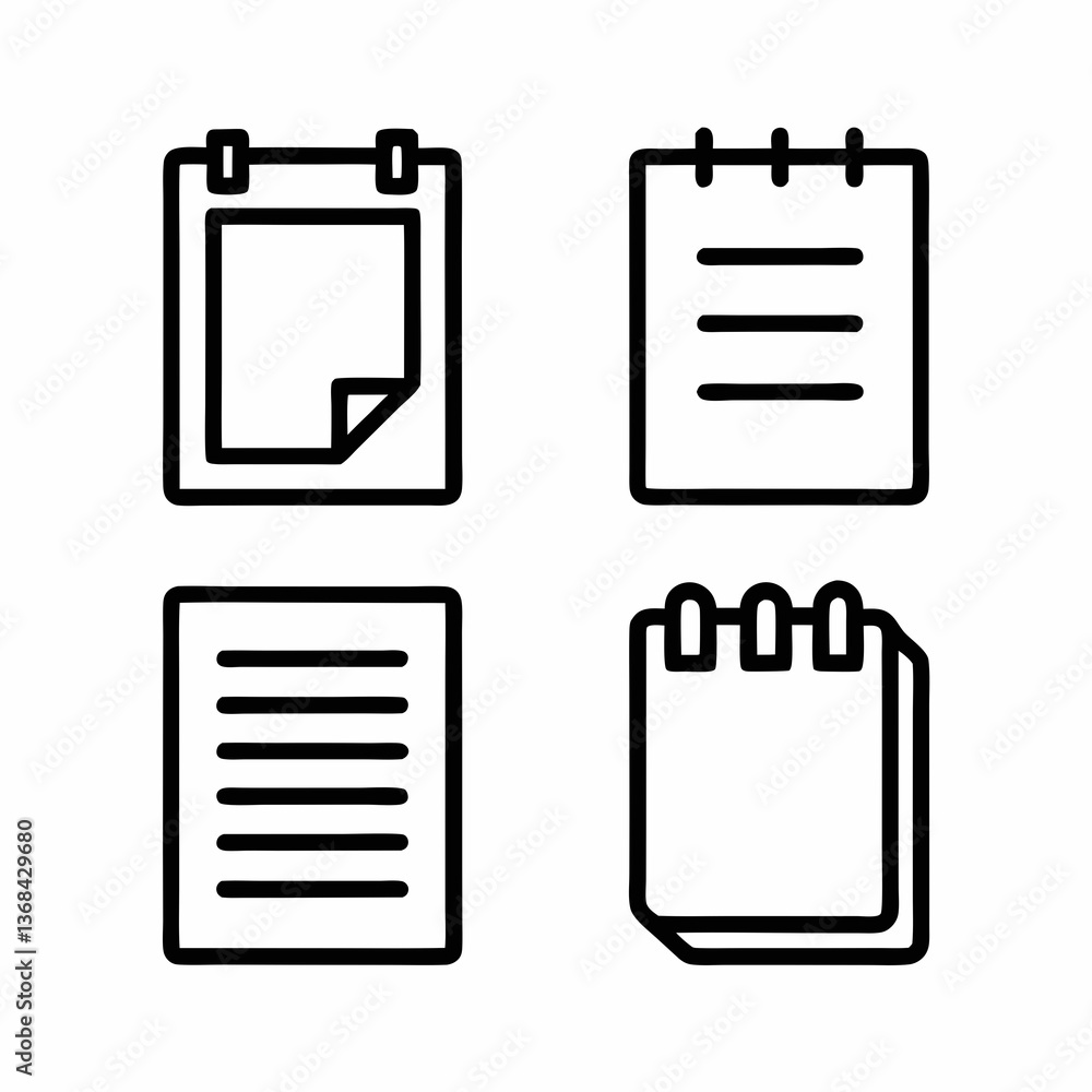 Poster paper and notepad icons vector collection.