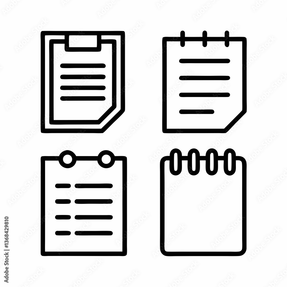 Poster paper and notepad icons vector collection.