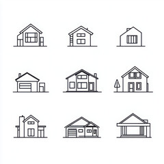 A contemporary real estate icon collection with sleek,