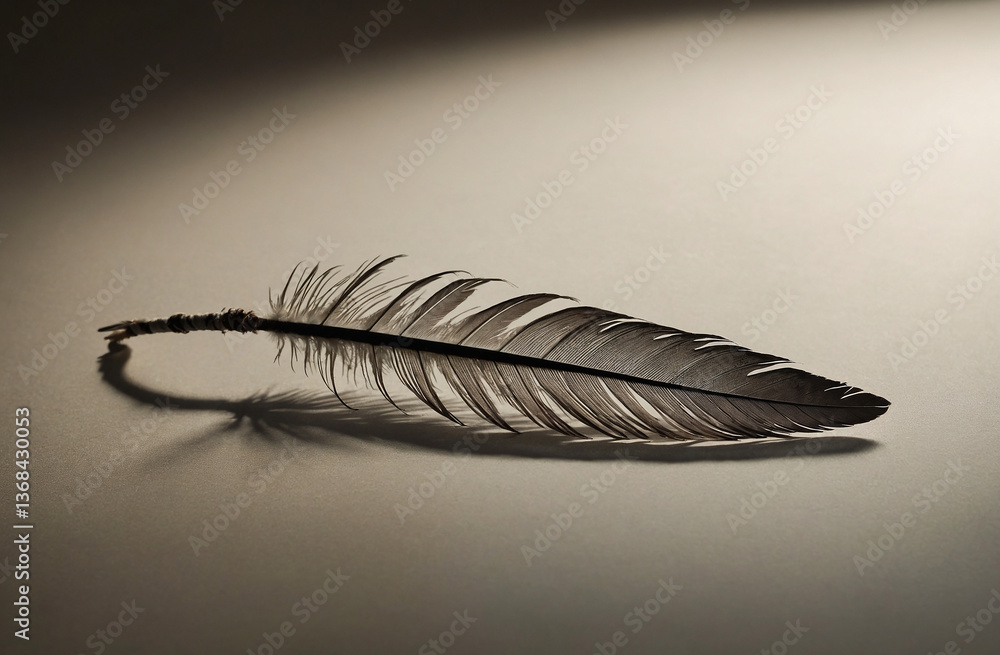 Poster delicate feather resting softly with intricate details