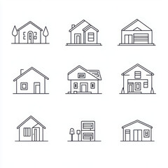 Fototapeta premium A contemporary real estate icon collection with sleek,