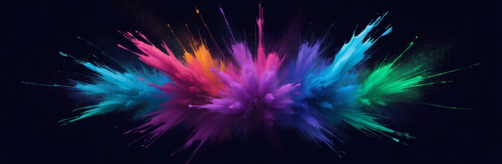 Colorful Neon Paint Strokes Swirling on Dark Background