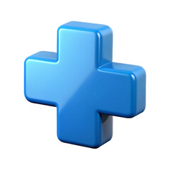 Medical cross 3D icon isolated on white background symbolizing health and emergency services  